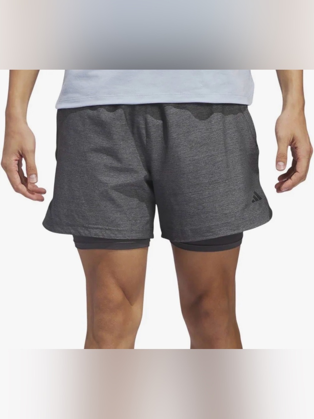 Adidas Men’s Axis 2-in-1 Athletic Shorts Gray Black Size Large